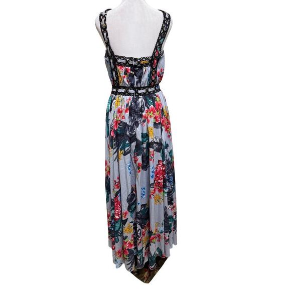 Badgley Mischka Floral Grommet Maxi Halter Size 4 Wedding Guest Vacation - Picture 10 of 12